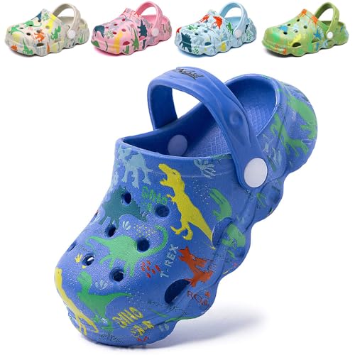 Clogs Kinder Jungen Mädchen Pantoletten Dinosaurier rutschfeste Gartenschuhe atmungsaktive Sommer Hausschuhe Sandalen von DRECAGE