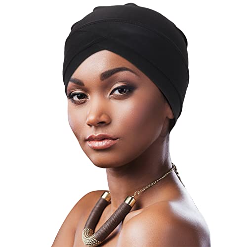 DRESHOW 1 Stück Afrikanischer Damen Turban Geflecht Kopfbedeckung Kopftücher Chemo Kappe Vorgebunden Beanie Mütze Kopfwickel Schlafmütze von DRESHOW