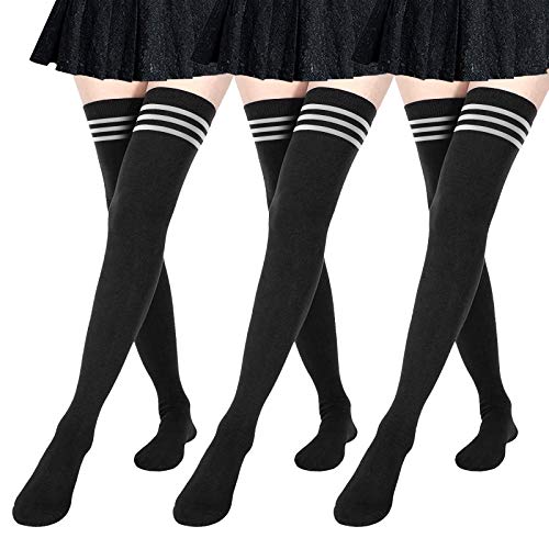 DRESHOW 3 Paar Damen Extra Lange Socken Überknie Kniestrümpfe Overknee Strümpfe Lange Gestreifte Socken Lässige Hoch Booten Strümpfe DRESHOW 3 Paar Damen Extra Lange Socken Überknie Kniestrümpfe Overknee Strümpfe Lange Gestreifte Socken Lässige Hoch Booten Strümpfe von DRESHOW