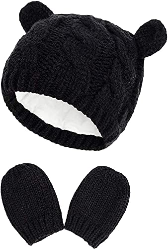 DRESHOW Baby Mütze Handschuh Weiche Neugeborenen Fäustlinge Baby Mädchen Jungen Gestrickte Kleinkind Mütze Infant Winter Beanie Fäustlinge Sets von DRESHOW