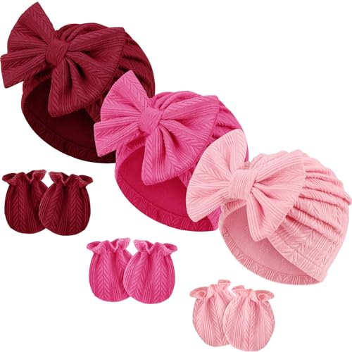 DRESHOW Neugeborenes Baby Mütze Hut und Handschuhe Set Beanie Bekleidung Unisex Infant Hut Kindergarten Mütze Baby Jungen Mädchen 0-6 Monate von DRESHOW