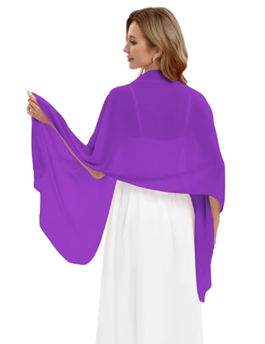 DRESSTELLS Chiffon Schal Stola für Abendkleider Dark Purple 200cmX75cm von DRESSTELLS