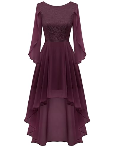 DRESSTELLS Damen Cocktailkleid Abendkleider Elegant für Hochzeit Partykleid Burgundy 2XL von DRESSTELLS