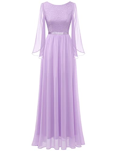 DRESSTELLS Sommerkleid Damen Kleider Damen Festlich Elegant Ballkleider Damen Lang Brautmode Standeamt Lavender 2XL von DRESSTELLS