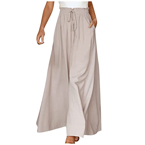 DRILEND Damen Hosen Sommer,Jumpsuit Glitzer Gesamtradiant Cargohose Aus Leinen FüR Damen Jogging Hosen Insgesamt Toten Hosen Learning Buena Hosen Jeans Marlene Dietrich Hose Baggy Hosen（Beige-2，S） von DRILEND