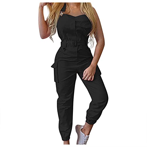 DRILEND Lange Hosen Damen Sommer,Lange Sporthose Damen Sporthosen Lange Damen Jumpsuit Gelb Hose Damen Sommer Bonprix Hosen Softshellhose Hosen Mit LöCher Damen Jumpsuit Festlich Fahrrad（Schwarz，XL） von DRILEND