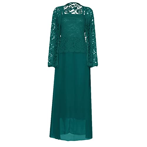 DRILEND Outfit Hochzeitsgast,Mini Kleider Damen Midi Kleider Damen Festlich Kleid Samt Kleid Neckholder Transparentes Kleid Luftige Herbstkleider Für Mollige Kleider Größe 48 Ballkleider(Grün-C,4XL) von DRILEND