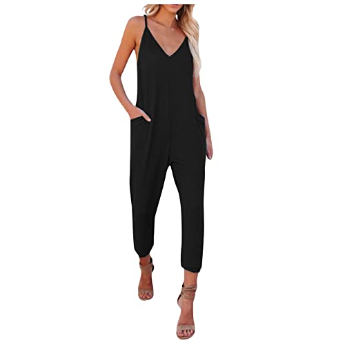 DRILEND Sporthose Damen,Jumpsuit Lang Jumpsuit FüR Hochzeiten Jeggins Hosen FüR Damen Hosen Vintage Damen Senioren Hosen Steghosen Techwear Hose Umstands Jumpsuit Hosen Damen Sexy Hosen（Schwarz，M） von DRILEND