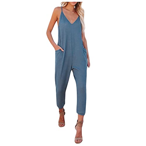 DRILEND Sporthose Damen,Lange Lederhose HosenanzüGe FüR Damen Seltsame Overalls Frauen Lange Arbeitshosen Umstandsmode FüR Damen Fleece Hosen Frauen Latzjeans Damenoveralls Fitness Hosen（Blau，L） von DRILEND