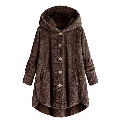 Damen Mäntel Elegant,Fleecejacke Damen Lang Übergangsmantel Damen Oberteile Damen Wintermantel Damen Boucle Mantel Fleecemantel Trenchcoat Damen Wintermantel Damen(Kaffee-1,Xl) von DRILEND