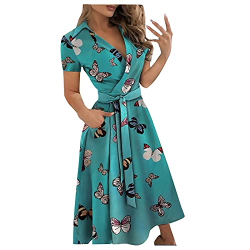 Hawaii Kleid, Ballkleider Damen Lang Kleid Damen Sommer Erstkommunion Kleid Abendkleid Mit Schlitz Sommerkleid Damen Pareos & Strandkleider Für Damen Tunika Kleid Damen Sommer (Blau,M) von DRILEND