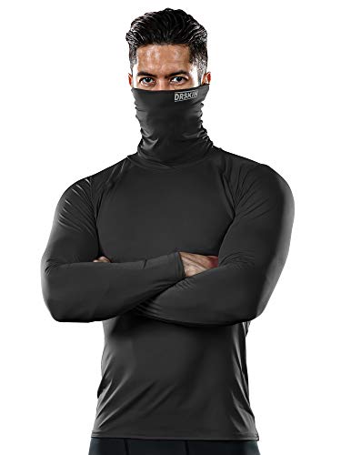 DRSKIN 2 oder 1 Pack Herren Maske Rollkragen Kompressions-Shirts Top Langarm Sport Baselayer Laufen Athletic Workout, Rollkragen Sb01, XL von DRSKIN