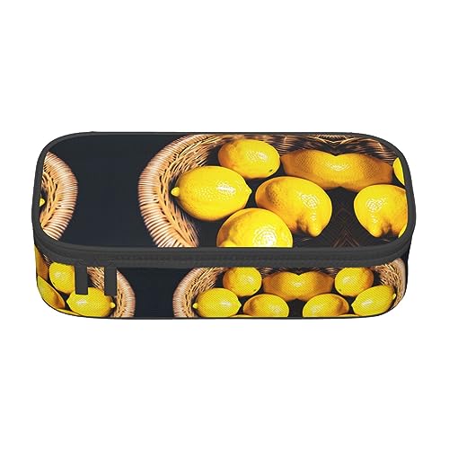 DRTGEDS Basket Lemons Federmäppchen, großes Fassungsvermögen, Federmäppchen mit 4 Fächern, für Damen und Herren von DRTGEDS