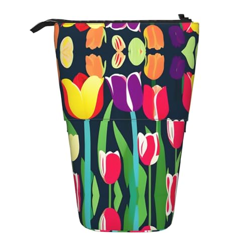 DRTGEDS Bunte Tulpen Pop-Up-Federmäppchen und Kosmetiktasche, aufstellbar, Teleskop, Bastelbedarf, Make-up-Organizer DRTGEDS Bunte Tulpen Pop-Up-Federmäppchen und Kosmetiktasche, aufstellbar, Teleskop, Bastelbedarf, Make-up-Organizer von DRTGEDS
