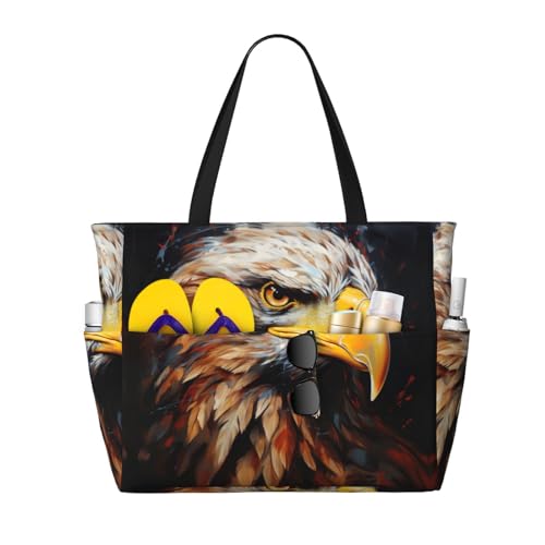 DRTGEDS Eagle Strandtasche für Damen, große Sporttasche, Tragetasche für Wochenendreisen, Schwarz, One Size von DRTGEDS