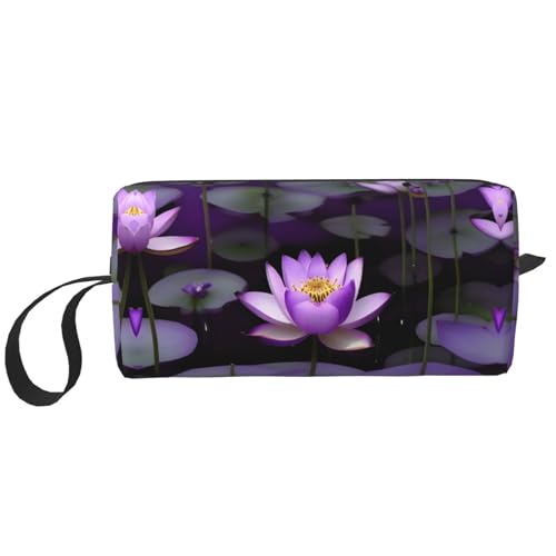 DRTGEDS Kosmetiktasche für Damen, Lotusblüte, kleine Make-up-Tasche für Geldbörse, Make-up-Tasche, Reise-Make-up-Tasche mit Reißverschluss, Violett, Lotusblüte, Violett, Einheitsgröße von DRTGEDS