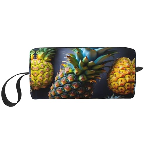 DRTGEDS Kosmetiktasche für Damen, Motiv: Ananas, kleine Make-up-Tasche für Geldbörse, Make-up-Tasche, Reise-Make-up-Tasche mit Reißverschluss, Obst-Ananas, Einheitsgröße von DRTGEDS