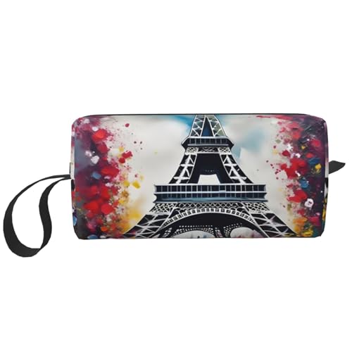 DRTGEDS Kosmetiktasche für Damen, Motiv: Eiffelturm, Paris, kleine Make-up-Tasche für Geldbörse, Make-up-Tasche, Reise-Make-up-Tasche mit Reißverschluss, Eiffelturm Paris Malerei, Einheitsgröße von DRTGEDS