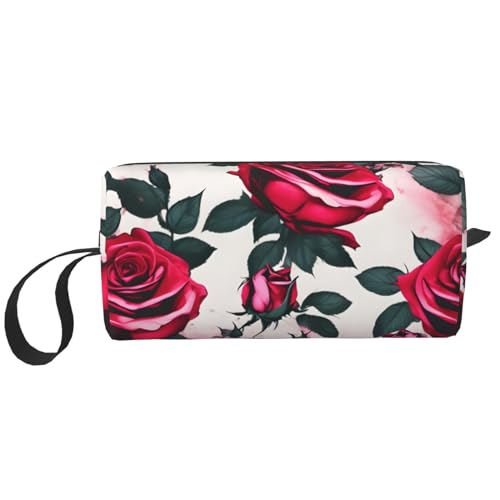 DRTGEDS Kosmetiktasche für Damen, Motiv: blühende Rose, kleine Make-up-Tasche für Geldbörse, Make-up-Tasche, Reise-Make-up-Tasche mit Reißverschluss, Blühende Rosenblüten, Einheitsgröße von DRTGEDS