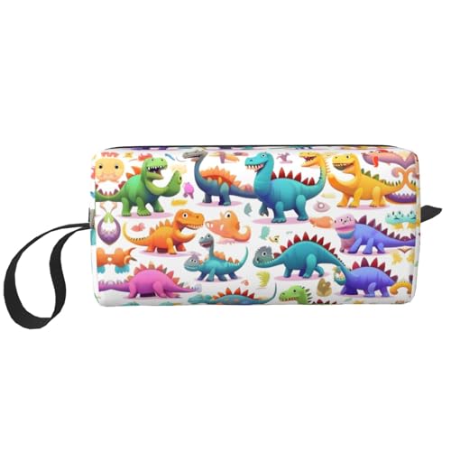 DRTGEDS Kulturbeutel für Herren, Motiv: bunte Cartoon-Dinosaurier, tragbare Reise-Kulturbeutel, Rasiertasche, kleine Tasche, weiß, Einheitsgröße, weiß, Einheitsgröße DRTGEDS Kulturbeutel für Herren, Motiv: bunte Cartoon-Dinosaurier, tragbare Reise-Kulturbeutel, Rasiertasche, kleine Tasche, weiß, Einheitsgröße, weiß, Einheitsgröße von DRTGEDS