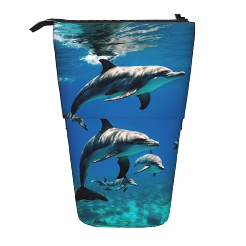 DRTGEDS Lustiges Pop-Up-Federmäppchen und Kosmetiktasche mit Delfin-Motiv, Teleskop, Bastelbedarf, Make-up-Organizer DRTGEDS Lustiges Pop-Up-Federmäppchen und Kosmetiktasche mit Delfin-Motiv, Teleskop, Bastelbedarf, Make-up-Organizer von DRTGEDS