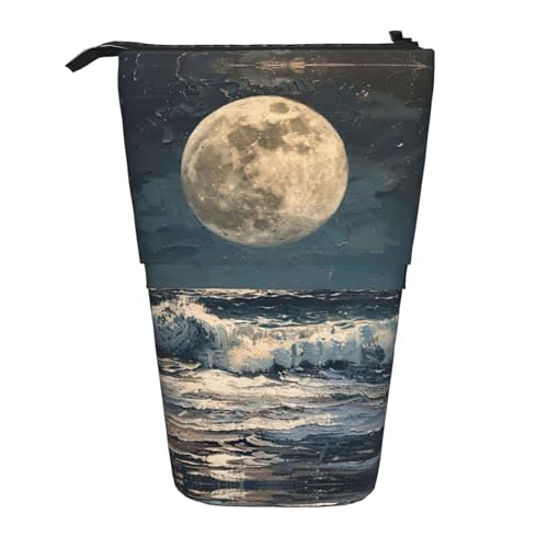 DRTGEDS Pop-Up-Federmäppchen und Kosmetiktasche mit Mond und Meer, Teleskop, Bastelbedarf, Make-up-Organizer DRTGEDS Pop-Up-Federmäppchen und Kosmetiktasche mit Mond und Meer, Teleskop, Bastelbedarf, Make-up-Organizer von DRTGEDS