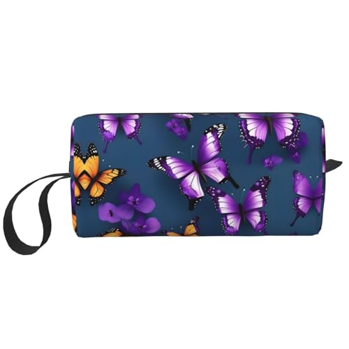 DRTGEDS Schöne lila Kosmetiktasche mit Schmetterlingen, kleine Make-up-Tasche für Geldbörse, Make-up-Tasche, Reise-Make-up-Tasche mit Reißverschluss, Schöner lila Schmetterling, Einheitsgröße von DRTGEDS