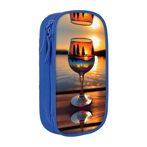 DRTGEDS Süßes Federmäppchen mit Sonnenuntergangs-Weinglas, ästhetisches Stifteetui, farbiges Federmäppchen mit Reißverschluss, Kawaii-Schreibwaren-Aufbewahrung, blau, Einheitsgröße, Sportlich DRTGEDS Süßes Federmäppchen mit Sonnenuntergangs-Weinglas, ästhetisches Stifteetui, farbiges Federmäppchen mit Reißverschluss, Kawaii-Schreibwaren-Aufbewahrung, blau, Einheitsgröße, Sportlich von DRTGEDS