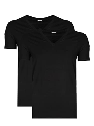 DSQUARED2 Herren V-Neck T-Shirt, 2er Pack, Schwarz, M von DSQUARED2