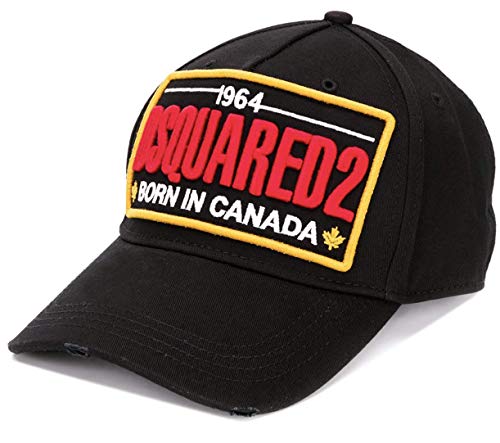 DSQUARED2 Oversized Fighter Patch Logo Baseballcap Cap Kappe Basebalkappe Hat Black von DSQUARED2