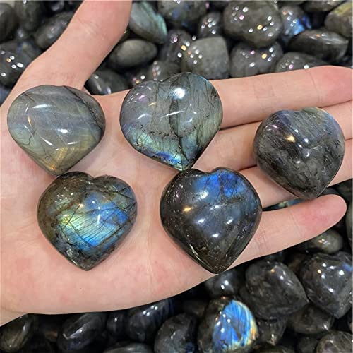 DSXJEZNJ natural stone pendant Kristall 1 Stück 20–50 g natürlicher Labradorit, herzförmiger Kristall-Mondstein, das Herz des Ozeans, Schmuckanhänger von DSXJEZNJ