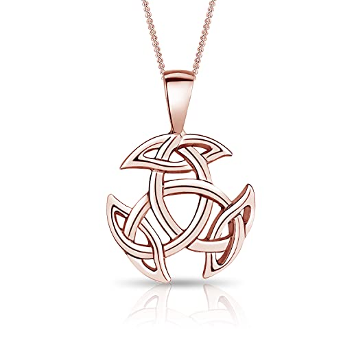 DTPsilver® 925 Sterling Silber Rosen-Gold überzogen Halskette - Keltische Knoten Triquetra Dreifaltigkeit Anhänger - kette Breite: 1,2 mm - Verstellbare Länge: 40 bis 45 cm von DTPsilver