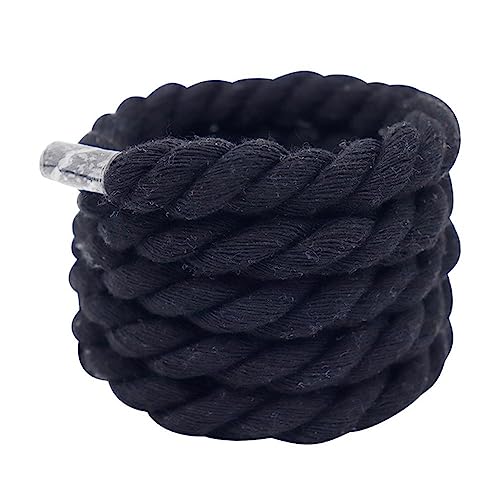 DTREELS 1 Paar 10 mm dicke, runde Schnürsenkel, gewebt, gedrehtes Seil, auffällige Schnürsenkel, 160 cm, für Damen, Sneaker, Schnürsenkel, Vintage-Länge, Herren, Schwarz , 160 von DTREELS