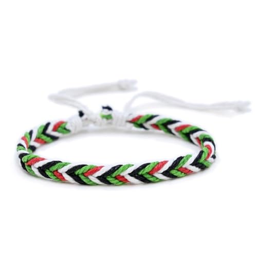 DTREELS Palästina Armband Seil, Wassermelone Palästina Seil Gewebtes Armband, Handgefertigtes Bracel Palästinensische Flagge String Thread Verstellbar, 1PC von DTREELS