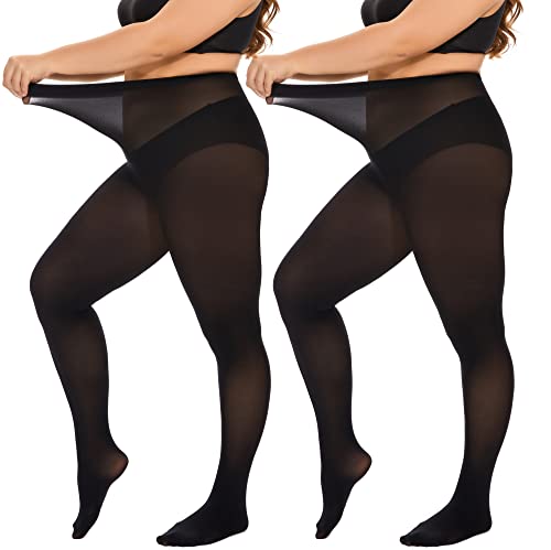 DUCMODA Damen Strumpfhose Große Größen Semi Blickdichte Strumpfhosen Bunt Curvy Tights Oversize 2 Paar Schwarz XL DUCMODA Damen Strumpfhose Große Größen Semi Blickdichte Strumpfhosen Bunt Curvy Tights Oversize 2 Paar Schwarz XL von DUCMODA