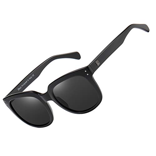 DUCO Retro Polarisierte Damen Sonnenbrille 100% UV400 Schutz Outdoor Brille für Fahren Golf Angeln 2148 (Schwarz) von DUCO