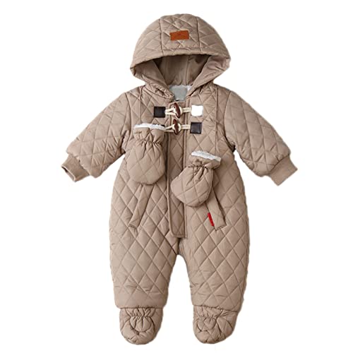 DUHGBNE Baby Winter Overall mit Kapuze Kleiner Bär geformter Jumpsuit Strampler Schneeabnutzung Schneeanzug Baby 74 Mädchen Warm Outfits Geschenk 0-3 Monate Schneeoverall Stylis von DUHGBNE