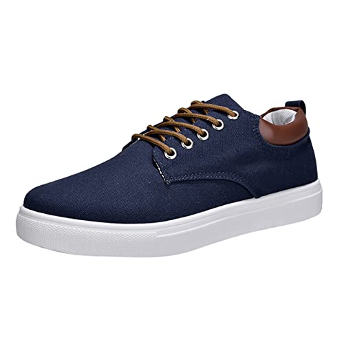 DUHGBNE Männer Low Top Canvas Wanderschuhe schnüren Mode Turnschuhe Freizeitschuhe Herren Schuhe Ledersohle (Blue, 40) von DUHGBNE