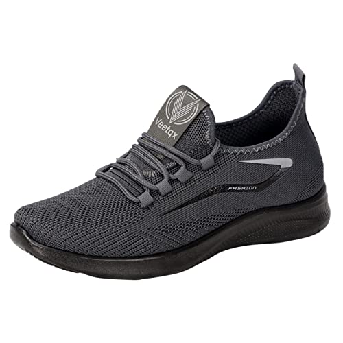 DUHGBNE Mode Frühling und Sommer Herren Sportschuhe Flachboden Leichter Slip On Elastische Fliege Gewebtes Mesh Atmungsaktiv Bequemer und Lässiger Stil Plateau Schuhe Herren (Grey, 40) von DUHGBNE