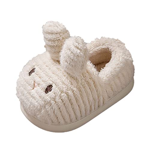 DUHGBNE Mode niedlich Herbst und Winter Jungen Hausschuhe flach weich warm und bequem einfarbig Kaninchenform Hausschuhe Für Mädchen 35 (White, 25 Toddler) von DUHGBNE