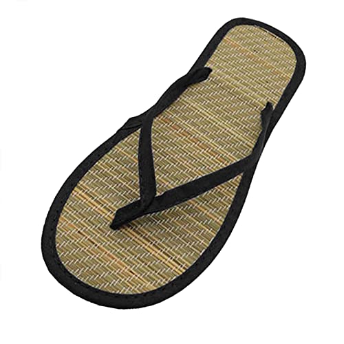 DUHGBNE Sandalen Hausschuhe bequemer flacher flip Frauen rattan silent-flop rutschfester Frauen-Hausschuh Hohe Schuhe Damen Absatz (Black, 41) von DUHGBNE