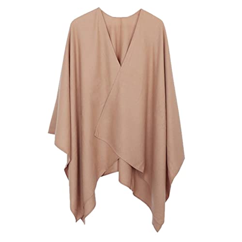 DUHGBNE Schal Wraps für Frauen Decke Schal Cardigan lose vorne offen eleganter Poncho Cape Schal Damen Winter (Khaki, One Size) von DUHGBNE