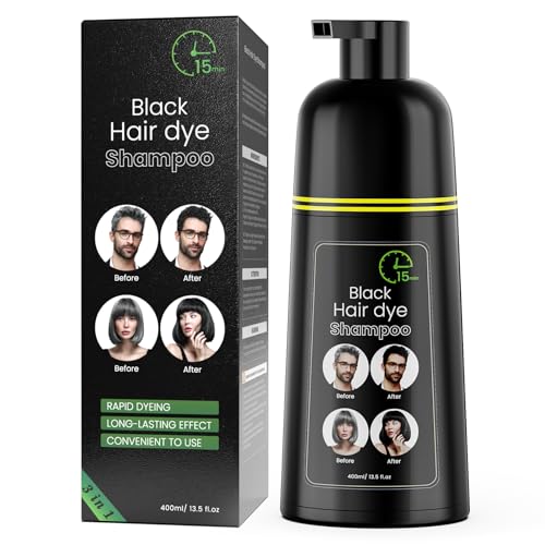 Black Hair Dye Shampoo, Haarfarbe Schwarz, Semi-Permanentes Haarfärbeshampoo für Frauen und Männer, Pflanzliche Inhaltsstoffe, Grauabdeckung, 400 ml Black Hair Dye Shampoo, Haarfarbe Schwarz, Semi-Permanentes Haarfärbeshampoo für Frauen und Männer, Pflanzliche Inhaltsstoffe, Grauabdeckung, 400 ml von DUNTAIL