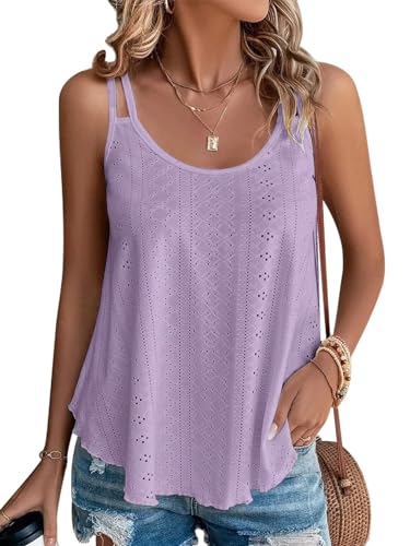 DUOEASE Tank Top Damen 2024 Sommer Spaghetti Oberteile Sommermode ärmellose Shirt Damen(Lila,S) von DUOEASE