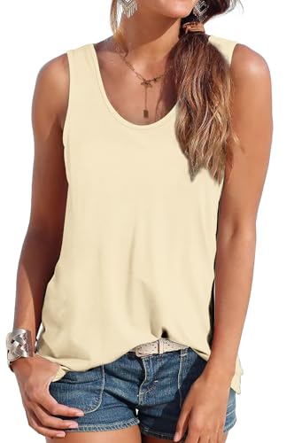DUOEASE Tank Top Damen Sommer ärmellose Oberteile Sommermode Scoop-Ausschnitt Shirt Damen Apricot L DUOEASE Tank Top Damen Sommer ärmellose Oberteile Sommermode Scoop-Ausschnitt Shirt Damen Apricot L von DUOEASE