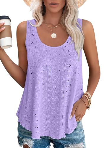 DUOEASE Top Damen Sommer Tank Top Ärmellose Oberteile Sommermode Locker Shirt(Violett,XL) von DUOEASE