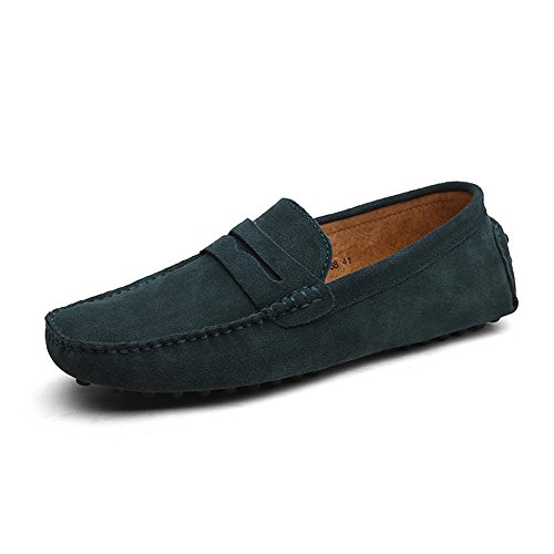 DUORO Herren Klassische Weiche Mokassin Echtes Leder Schuhe Loafers Wohnungen Fahren Halbschuhe (46,Grün) von DUORO