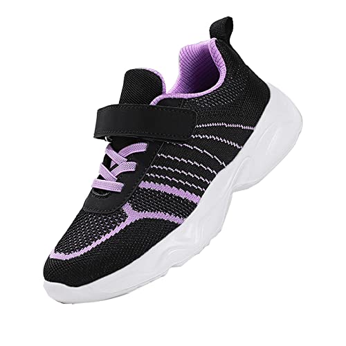 DUORO Kinder Sneaker Mädchen Atmungsaktive Sportschuhe Jungen Turnschuhe rutschfeste Laufschuhe (Schwarz/violett, Big_Kid, Women, Numeric_39, Numeric, eu_Footwear_Size_System, medium) von DUORO