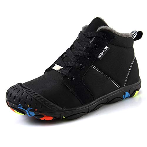 DUORO Winterschuhe Jungen Schneestiefel Warm Gefüttert Winterstiefel Wasserdicht rutschfeste Stiefel for Unisex - Kinder (34 EU, Schwarz) von DUORO