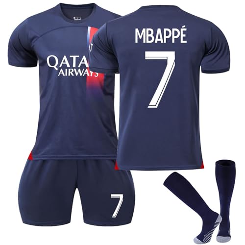 PSG Trikot Kinder Paris Fußball Trikot Set 23/24 Neues Hause/Auswärts Fussball Trikot, Frankreich Fussball Trikot Anzug Herren/Junge Mädchen Football Jersey Tshirts, Shorts und Socken Paris Anzug von DUOROUPUTAO